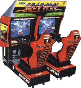Car simulator released by Sega in 1996. We have 4 cars that can play against each other! Four different courses, with steeply rising difficulty. On special occasions we run this in Endurance mode which means longer lanes with pit stops.